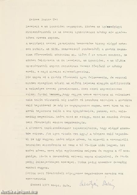 Antall József levelei (6 levél)