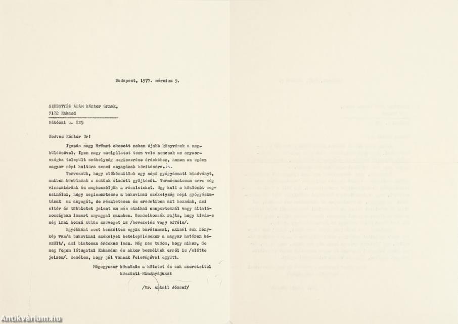 Antall József levelei (6 levél)