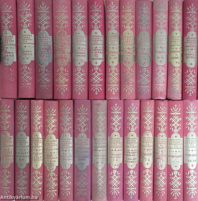 "25 kötet a Tolsztoj összes regényei és elbeszélései sorozatból (nem teljes sorozat)"