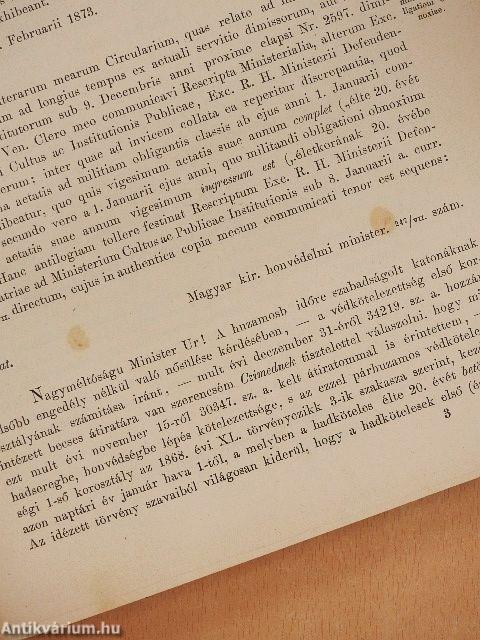 Litterae circulares ad venerabilem clerum almae dioecesis jaurinensis dimissae anno domini 1872-1874./Canones et decreta ss. Concilii Vaticani per sanctissimum dominum pium