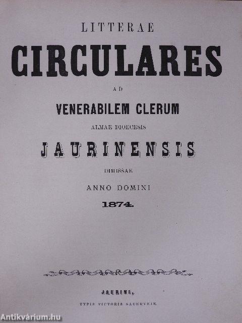 Litterae circulares ad venerabilem clerum almae dioecesis jaurinensis dimissae anno domini 1872-1874./Canones et decreta ss. Concilii Vaticani per sanctissimum dominum pium