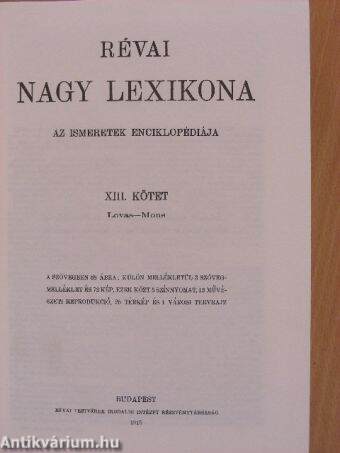 Révai nagy lexikona 13. (töredék)