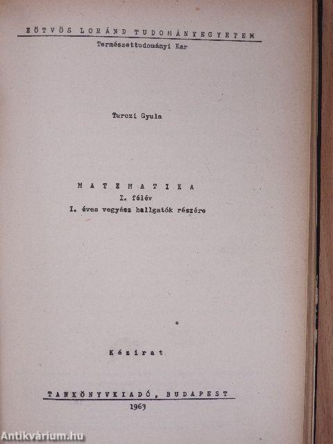 Matematika vegyészek számára/Matematika I/I-II.