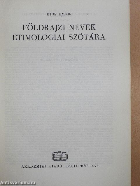 Földrajzi nevek etimológiai szótára