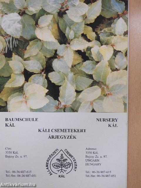 Káli Csemetekert árjegyzék 1998/99.