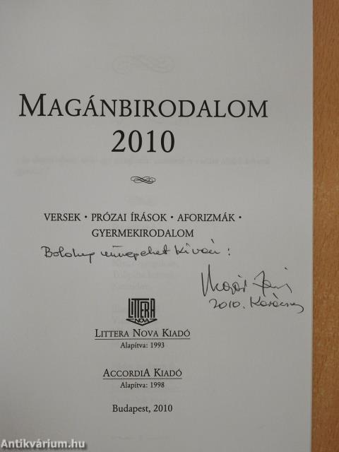 Magánbirodalom 2010 (dedikált példány)