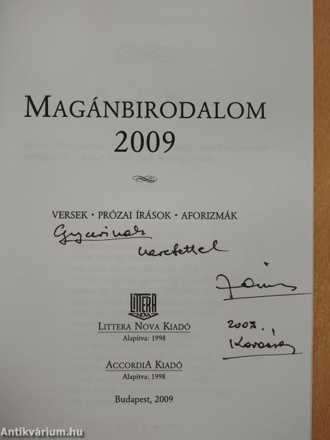 Magánbirodalom 2009 (dedikált példány)