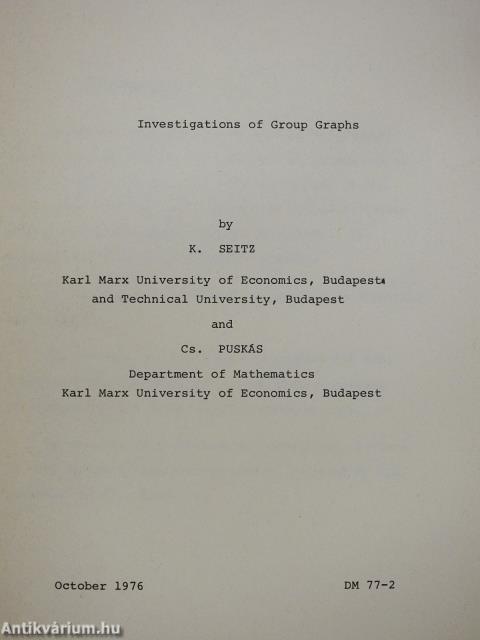 Investigations of Group - Graphs (dedikált példány)