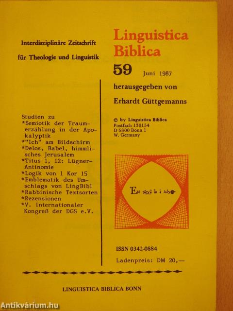 Linguistica Biblica 59 (dedikált példány)