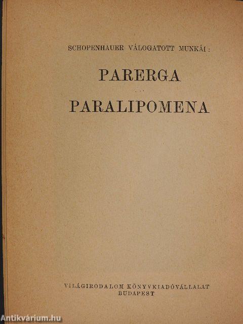 Parerga és paralipomena I-IV.