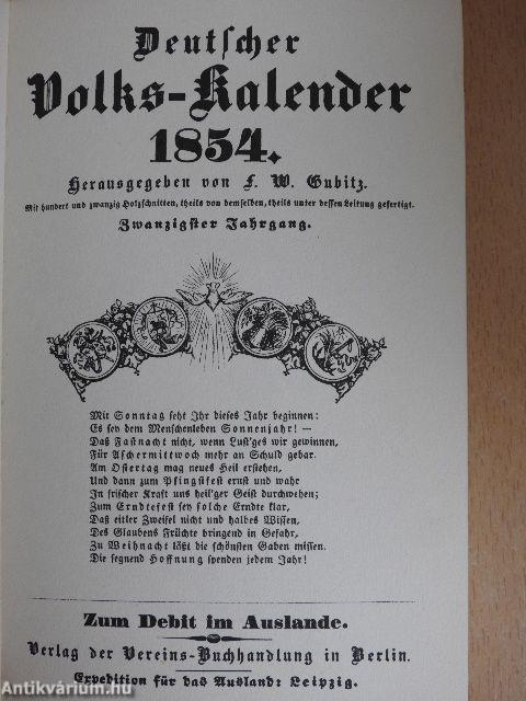 Deutscher Volks-Kalender 1854 (gótbetűs)