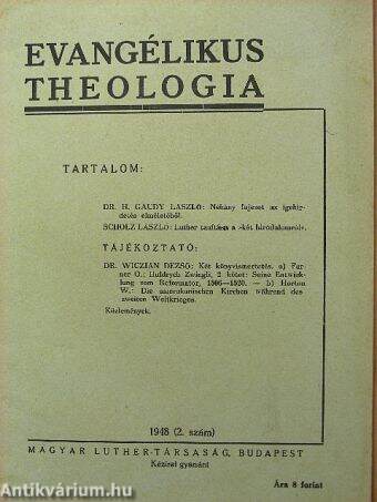 Evangélikus theologia 1948. 2. szám