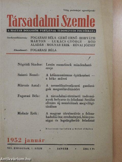 Társadalmi Szemle 1952. (nem teljes évfolyam)