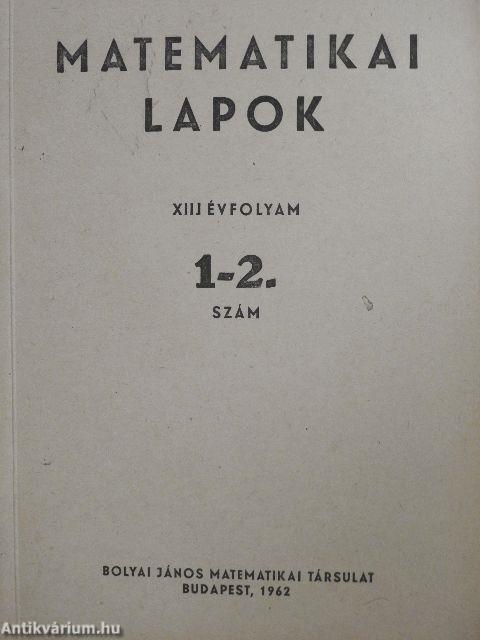 Matematikai Lapok 1962/1-4.