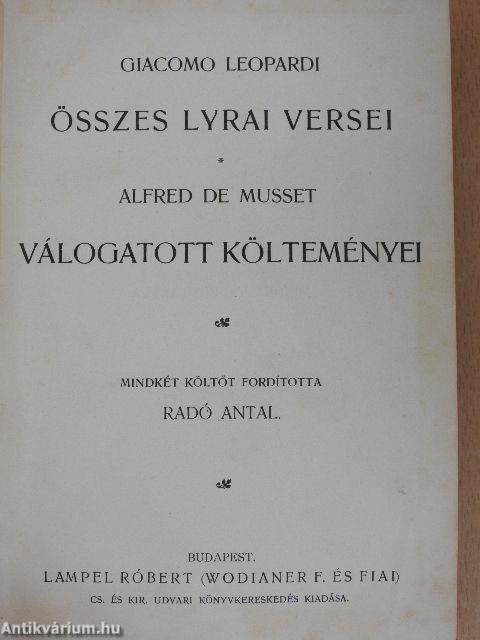 Giacomo Leopardi összes lyrai versei/Alfred de Musset válogatott költeményei