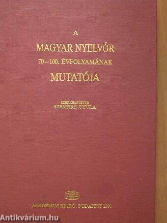 A Magyar Nyelvőr 70-100. évfolyamának mutatója