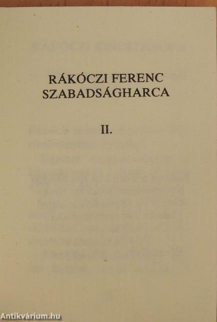 Rákóczi Ferenc szabadságharca II. (minikönyv)