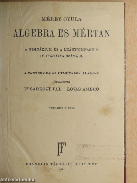 Algebra és mértan III-IV.