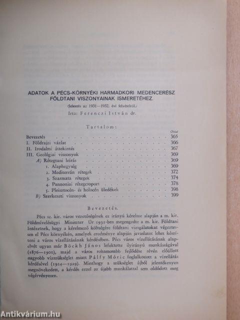 Adatok a Pécs-környéki harmadkori medencerész földtani viszonyainak ismeretéhez
