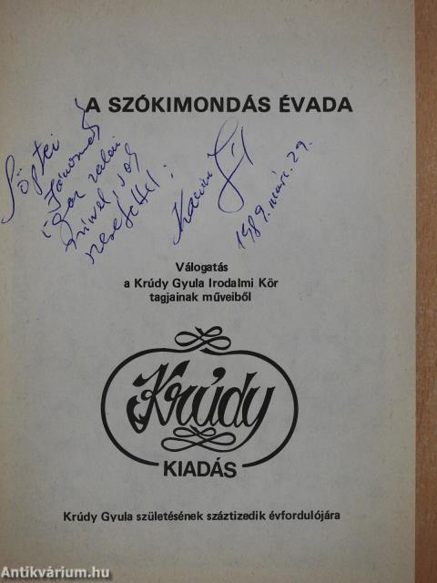 A szókimondás évada (dedikált példány)