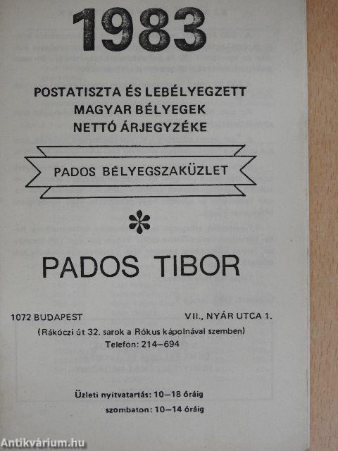 Postatiszta és lebélyegzett magyar bélyegek nettó árjegyzéke