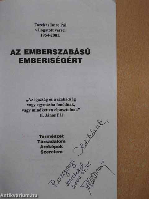 Az emberszabású emberiségért (dedikált példány)