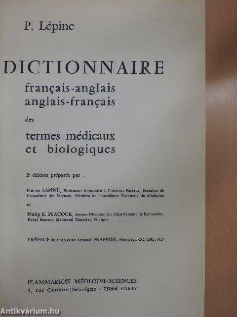 Dictionnaire francais-anglais/anglais-francais des termes médicaux et biologiques