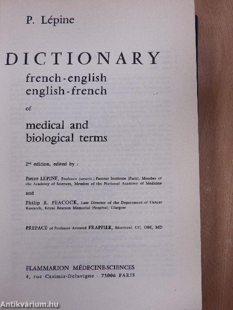 Dictionnaire francais-anglais/anglais-francais des termes médicaux et biologiques