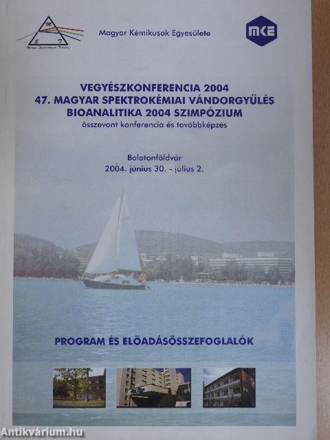 Vegyészkonferencia 2004/47. Magyar Spektrokémiai Vándorgyűlés/Bioanalitika 2004 Szimpózium