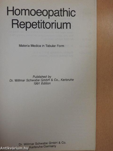 Homoeopathic Repetitorium