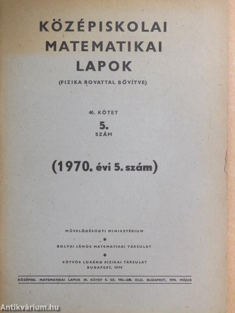 Középiskolai matematikai lapok 1970/5.