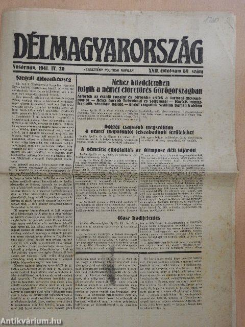 Délmagyarország 1941. április 20./A Délmagyarország Rádiómelléklete 1941. árpilis 20-26.