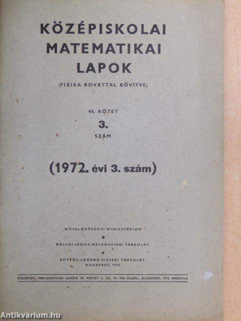 Középiskolai matematikai lapok 1972. március