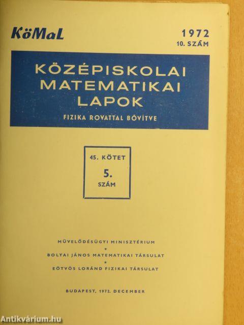 Középiskolai matematikai lapok 1972. december