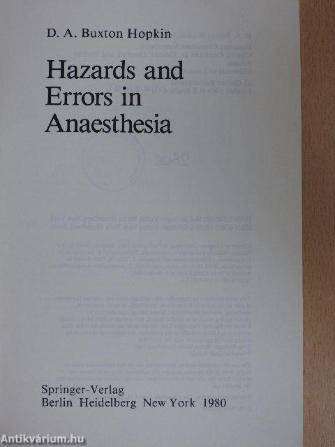 Hazards and Errors in Anaesthesia