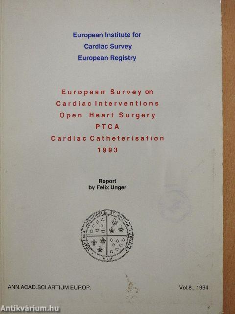 European Survey on Cardiac Interventions, Open Heart Surgery, PTCA, Cardiac Catheterisation in 1993