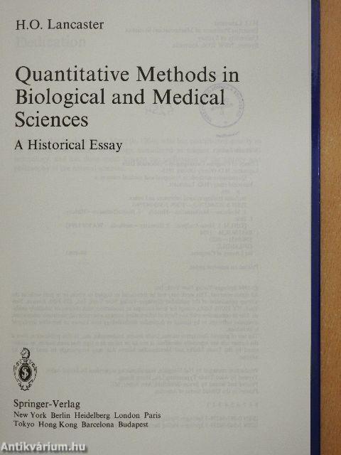 Quantitative Methods in Biological and Medical Sciences