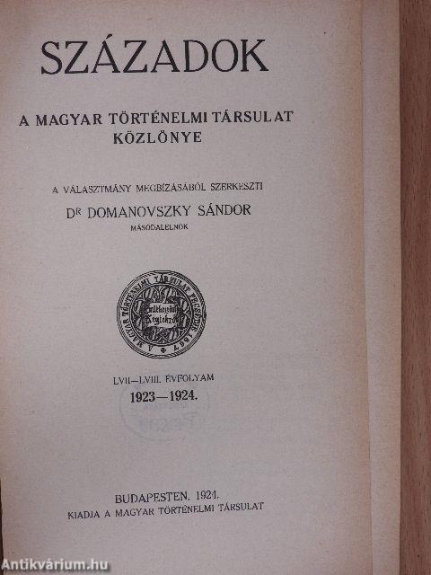 Századok 1924. január-december