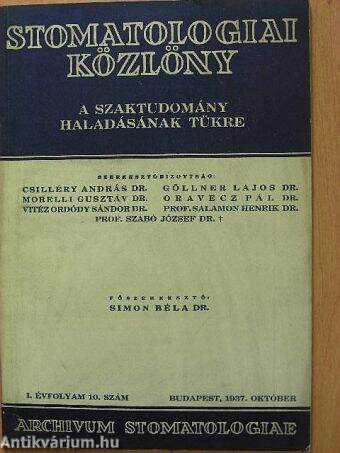 Stomatologiai Közlöny 1937. október