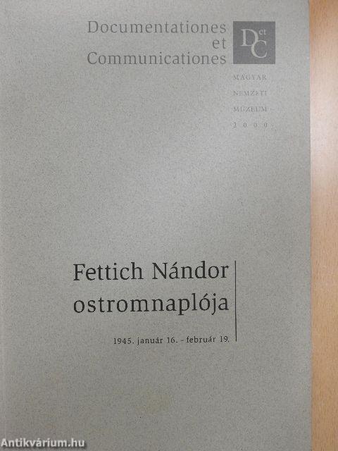 Fettich Nándor ostromnaplója