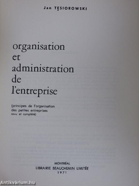 Organisation et administration de l'entreprise