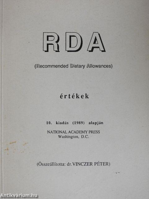 RDA értékek