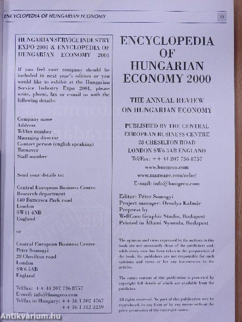 Encyclopedia of Hungarian Economy 2000