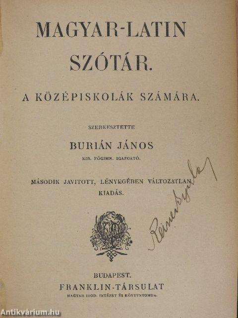 Magyar-latin szótár/Latin-magyar szótár I-II.