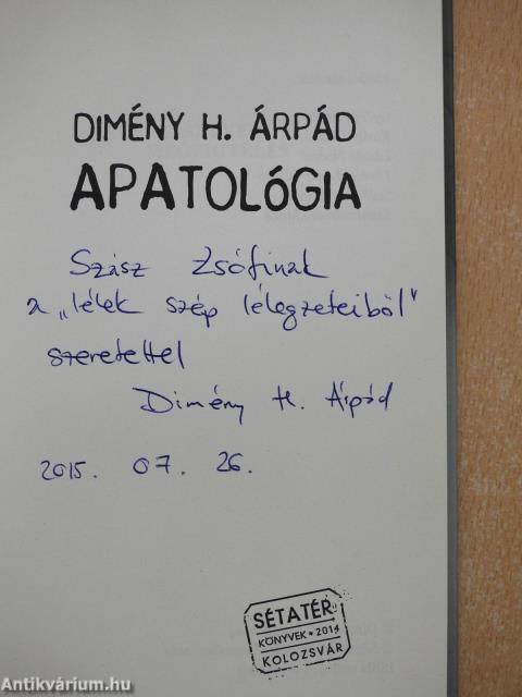 Apatológia (dedikált példány)