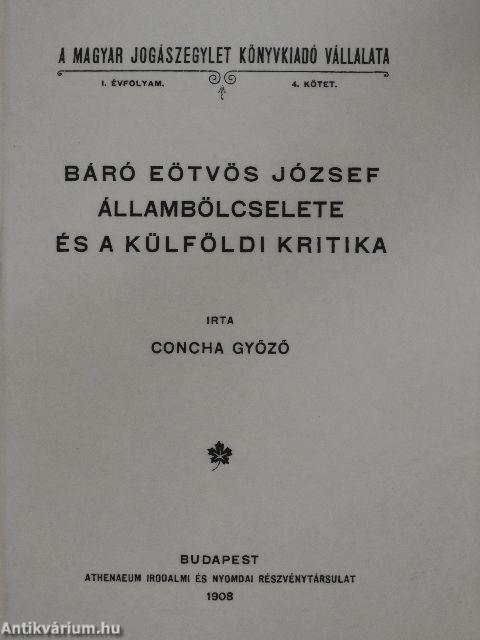 Báró Eötvös József állambölcselete és a külföldi kritika