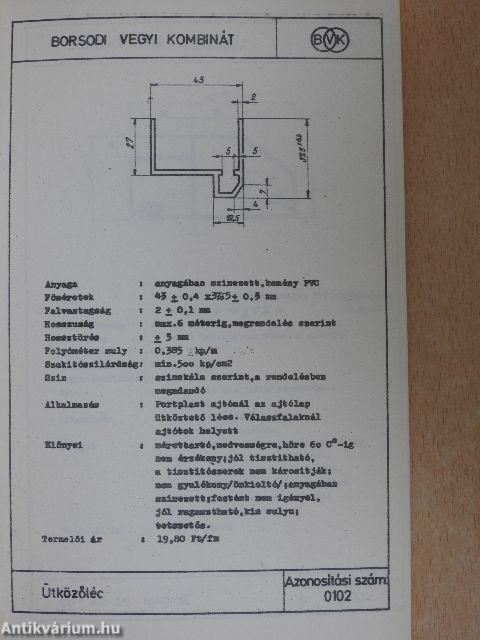 PVC profil termékismertető 1973