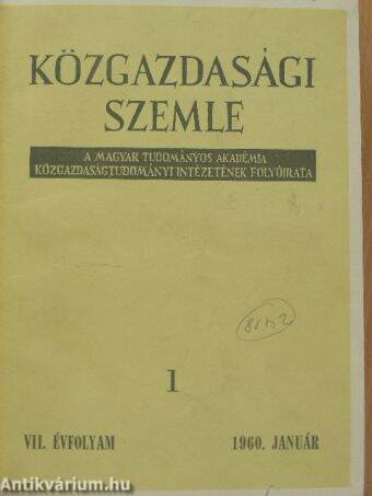 Közgazdasági Szemle 1960. január-június (fél évfolyam)