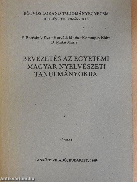 Bevezetés az egyetemi magyar nyelvészeti tanulmányokba
