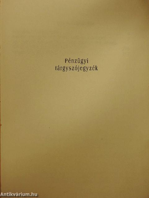 Pénzügyi tárgyszójegyzék